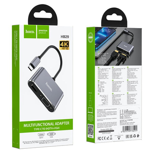 Type-C To HDTV+ VGA Multifunctional Adapter HB29